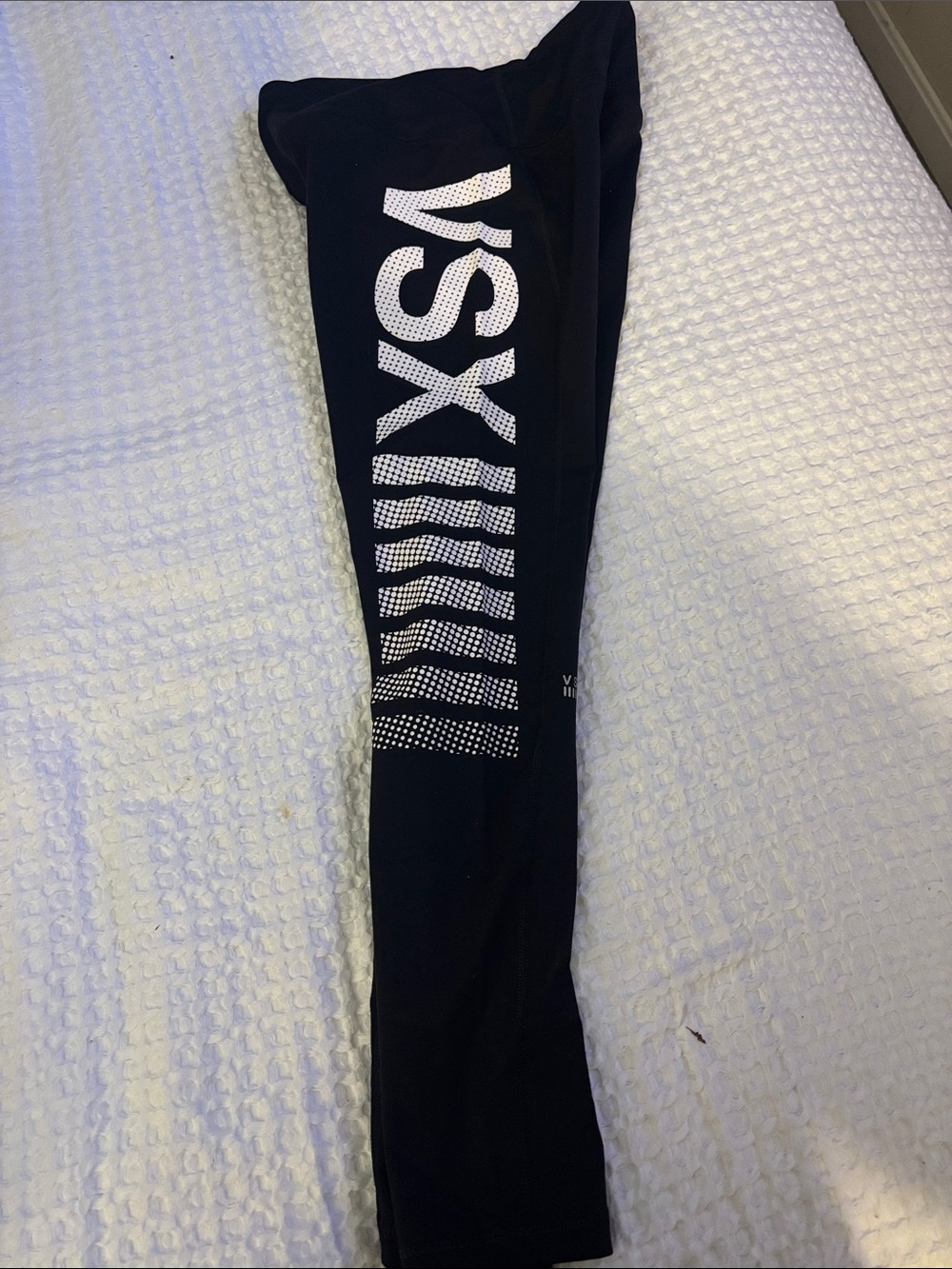 VSX Black Leggings with White Logo Detail